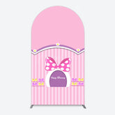 Aperturee - Aperturee Pink Fairy Tale Mouse Happy Birthday Arch Backdrop